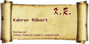 Kahrer Róbert névjegykártya